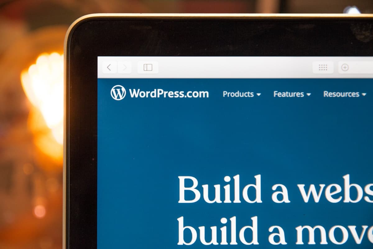 A monitor showing a template-driven web page, what you get at the DIY tier.